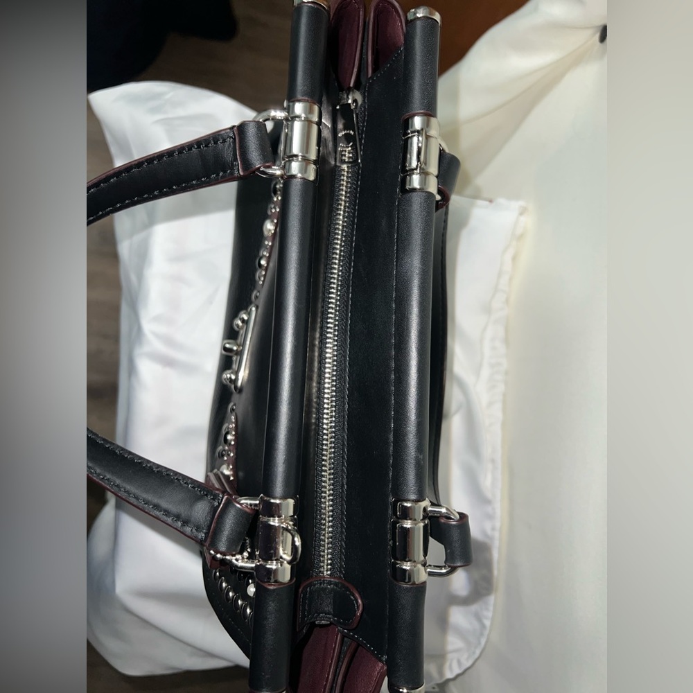 Coach Drifter Grace Pebbled & Suede Leather Studded Framed Satchel NWOT HTF RARE - Picture 7 of 16